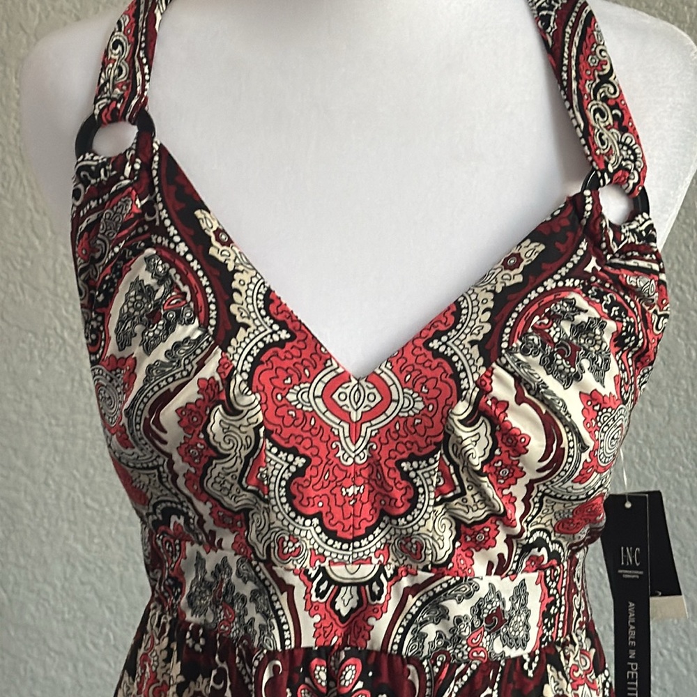INC International Concepts Red and Black Paisley Dress - Picture 4 of 7